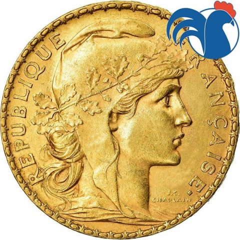 Pièce Commémorative France 1906 – Coq Marianne En Laiton Doré – Copie De Collection